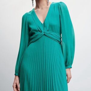 Mango Teal Long Sleeve Dress